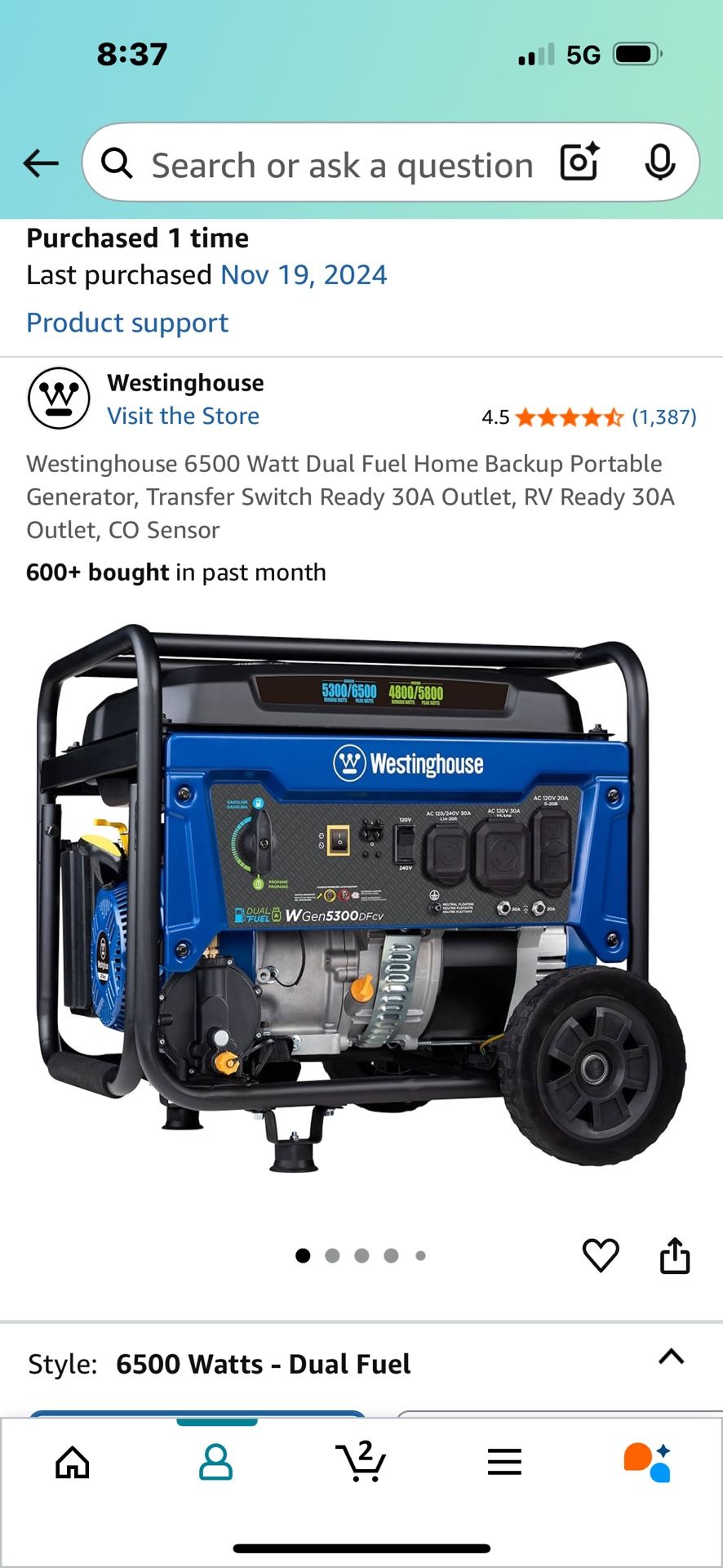 Dual Fuel Generator