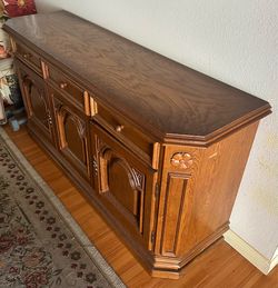 Solid Oak Wood Sideboard Buffet Cabinet