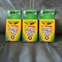 New Crayola 3 Sets, 8 Pack Classic Mini Colored Pencils