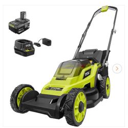 Ryobi ONE+ 18V 13 in. Cordless Battery Walk Behind Push Lawn Mower with 4.0 Ah Battery and Charger