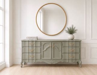 French Provincial Vintage Green Dresser