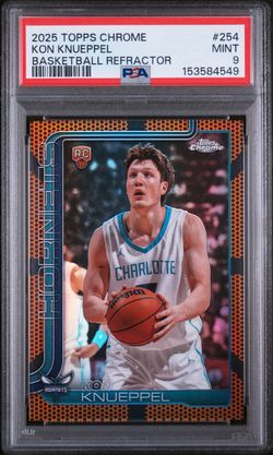 Topps Chrome 2025 Kon Knueppel Rookie Basketball Refractor #254 PSA 9 Hornets