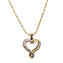 Gold  Sterling Silver Heart Pendant Necklace 