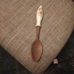 Antique Wooden Spoon With Ceramic Handle