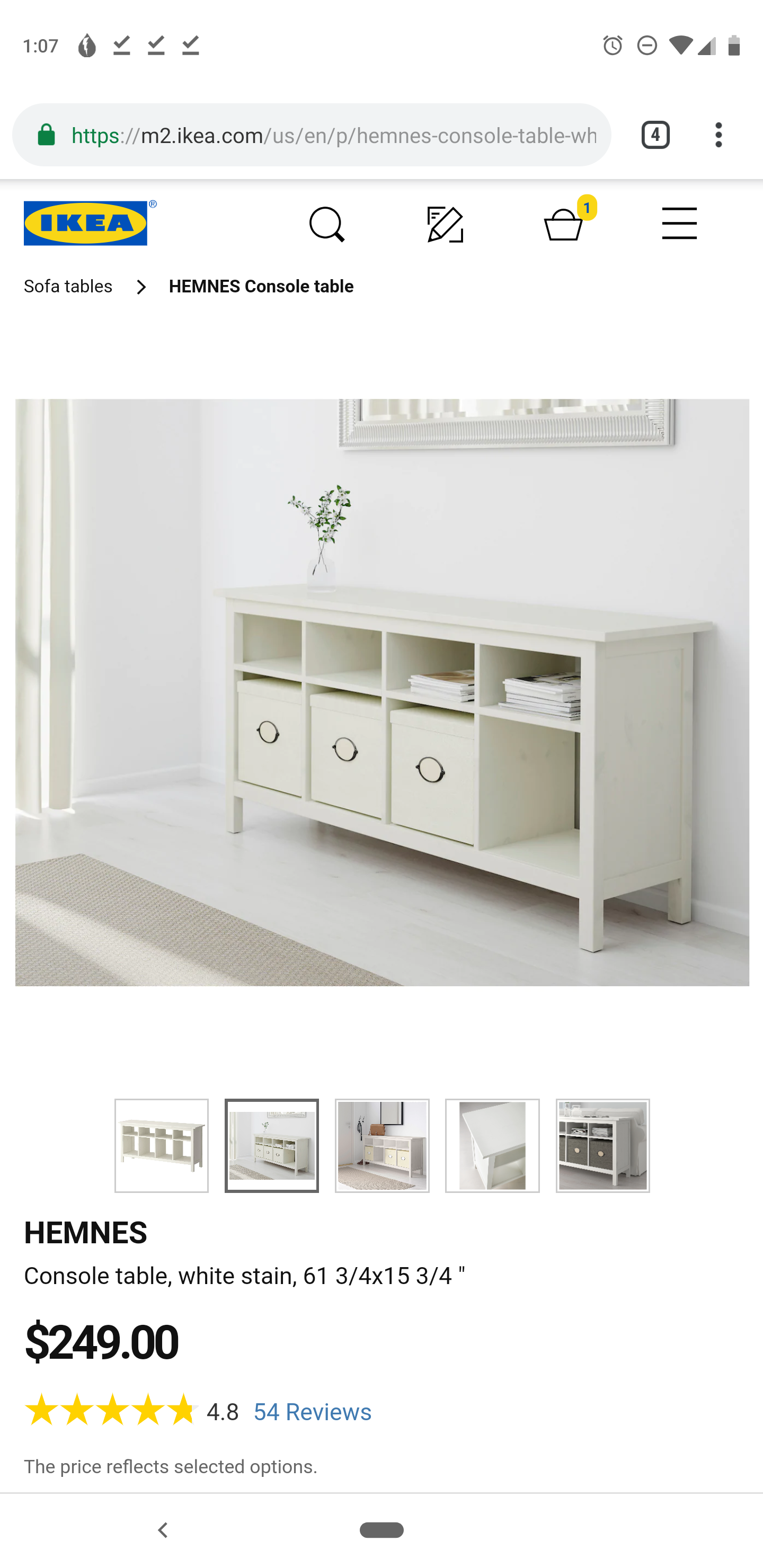 Hemnes Sofa Table White | Baci Living Room