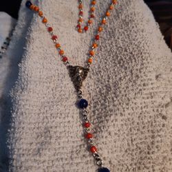Red Orange Coral Seed Beads & Catseye Beads