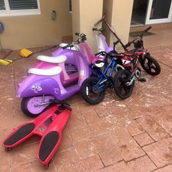 Different Kids Scooters, Bikes And Other Toys 