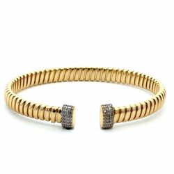 Woman’s Ladies 14k Yellow Gold 6.5mm CZ Cubic Zirconia Open Bangle Bracelet GP3130197