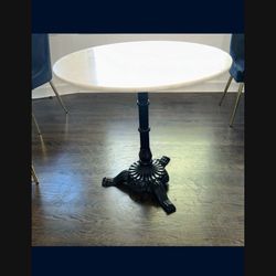 32 inch Marble and Cast iron table