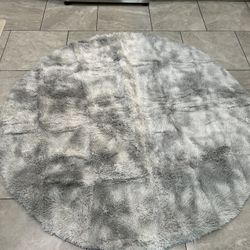 Grey Round Rug Ultra-Soft Plush Modern 5x5 Circle Area Rug for Kid's Bedroom, Fl