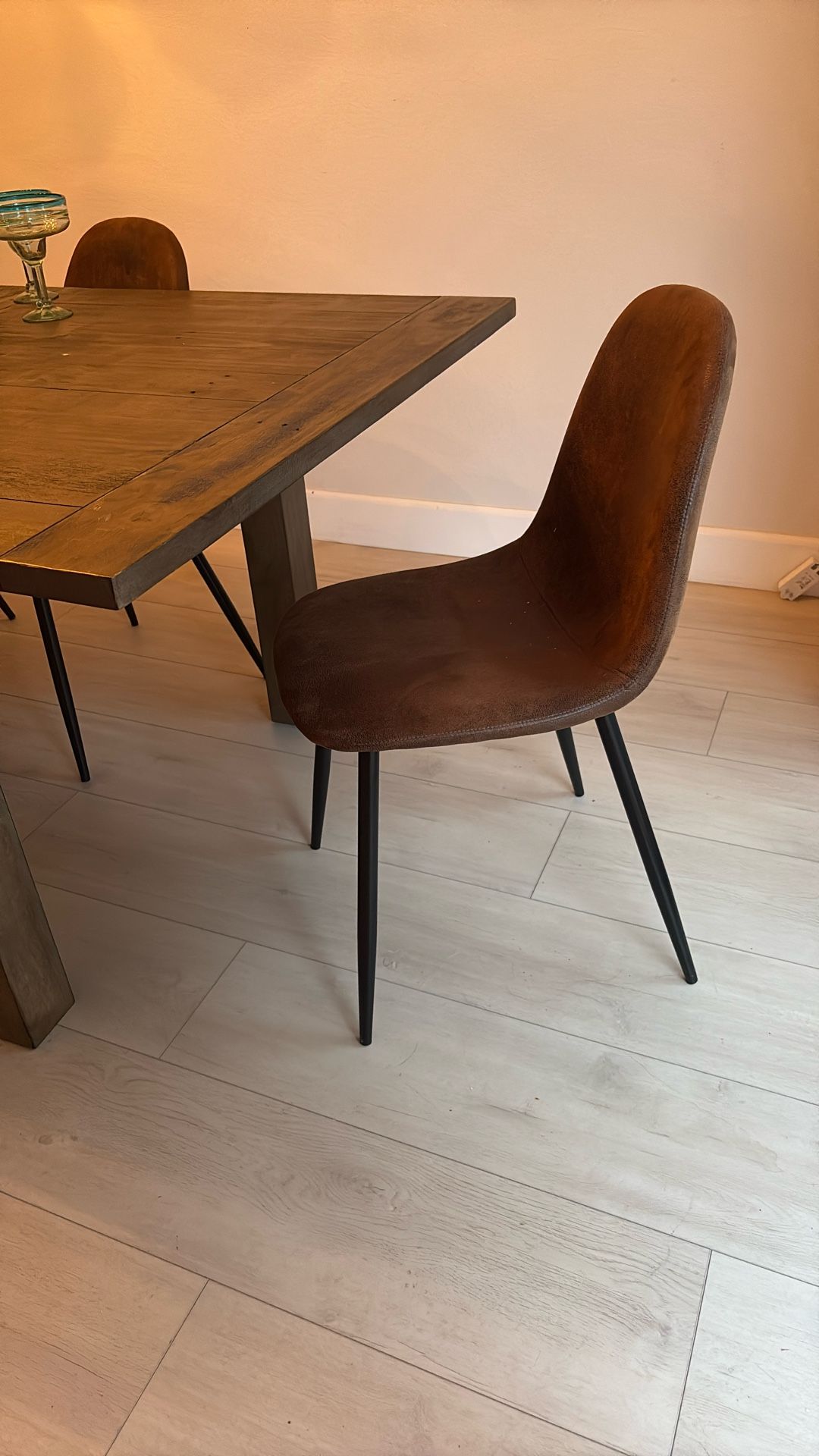4 Brown Leather Chairs