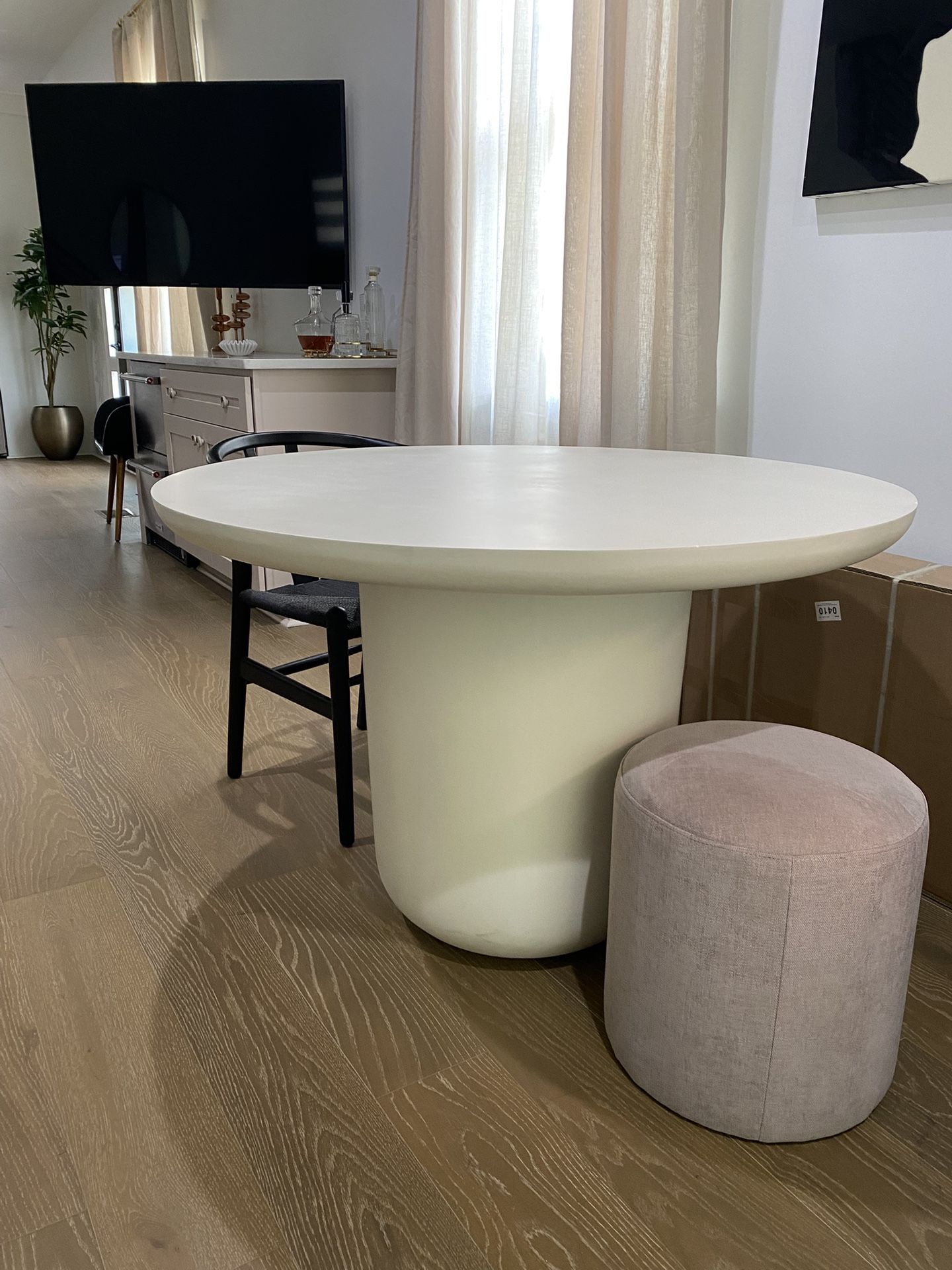 CB2 Lola 45" Round Ivory Concrete Dining Table