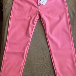 Asaali Pink Leather Jeans