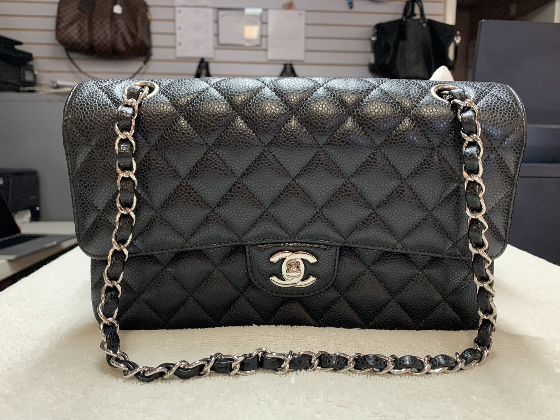 CHANEL Black Caviar Medium Classic Double Flap Bag