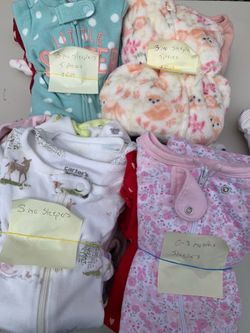 Lot of Infant Baby Girl 3 Mo Sleepers 30 Pieces