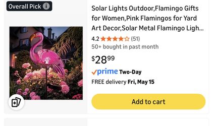 Solar Metal Flamingo Lights Outdoor,Solar Powered Statues for Garden
