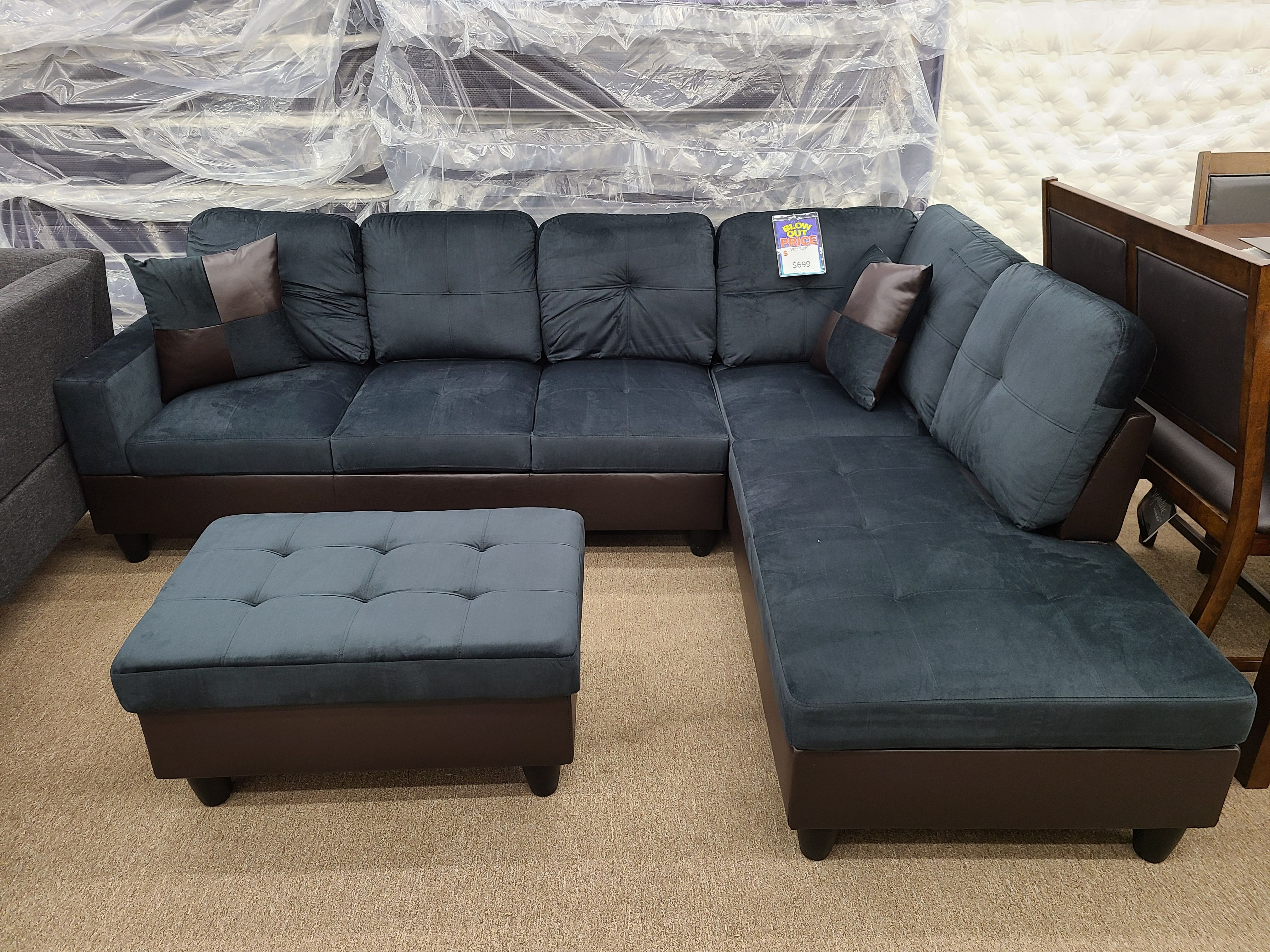 NO CREDIT NO PROBLEM blue color sectional set special