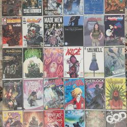 Full Box Of Comics. 57 Boarded And Bagged Comic Books