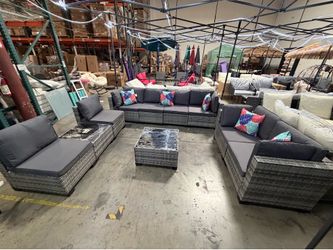 New 10 Pieces Wicker Outdoor Patio Furniture Set Sectional Sofa Set ottoman table
