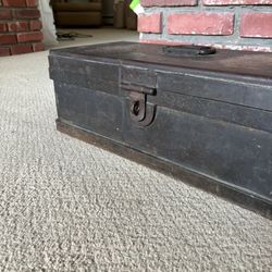 Vintage Metal Box (heavy) With Latch (lock Not Included) 