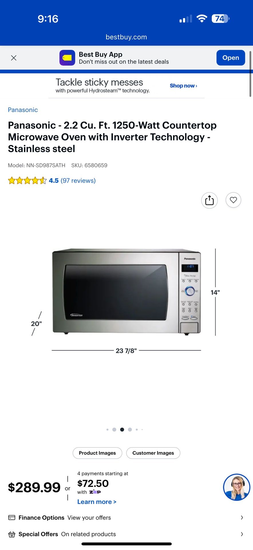 Panasonic 2.2 Cu. Ft. Inverter Microwave 