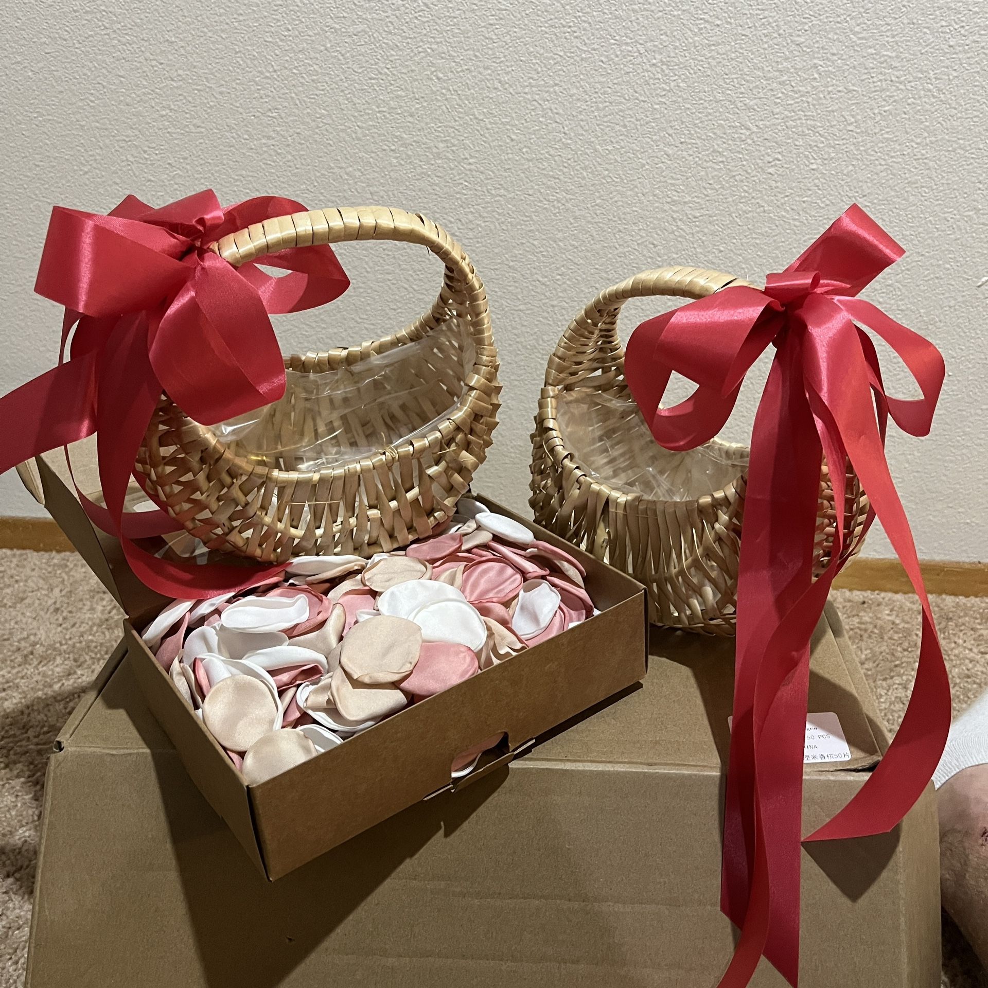 Flower Baskets With Faux Flower Petals