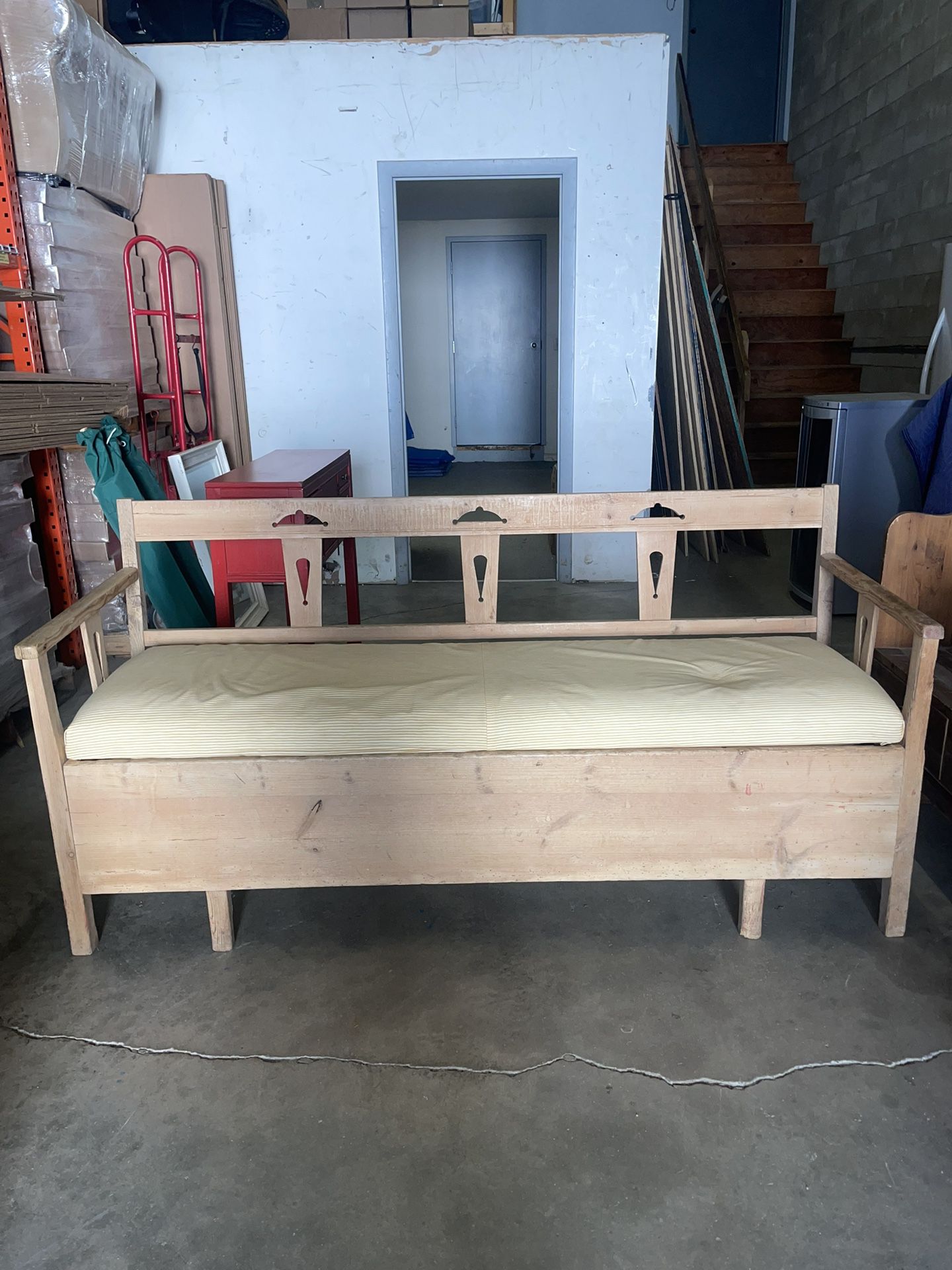 Wooden bench with storage 