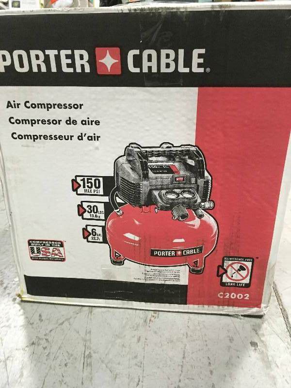NEW PORTER-CABLE C2002 6 GAL. 150PSI PORTABLE ELECTRIC AIR COMPRESSOR