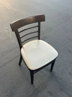 Commercial Restaurant Café Chairs – Espresso Wood + Cream Vinyl Seat