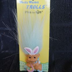 Vintage Russ Wacky Wabbit Trolls Easter Pin Item No 18389 New In Package 2" Tall