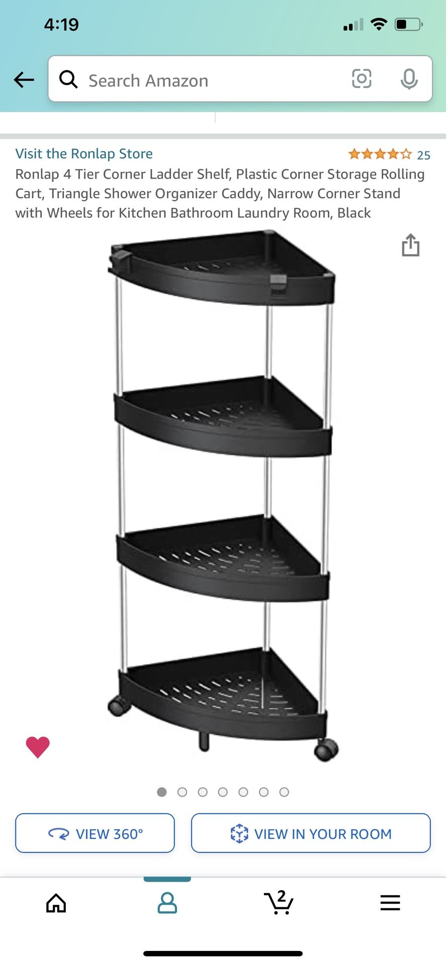 4-Tier Corner Rolling Shelf 