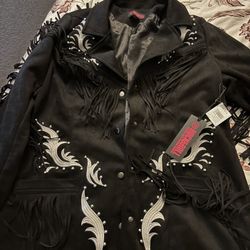 ROCK & ROLL DENIM WOMEN'S FAUX SUEDE FRINGE BLAZER