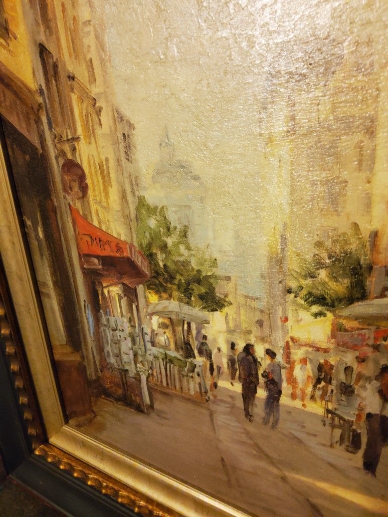 George Bates Les Parasoles Jaunes Oil Painting Featuring