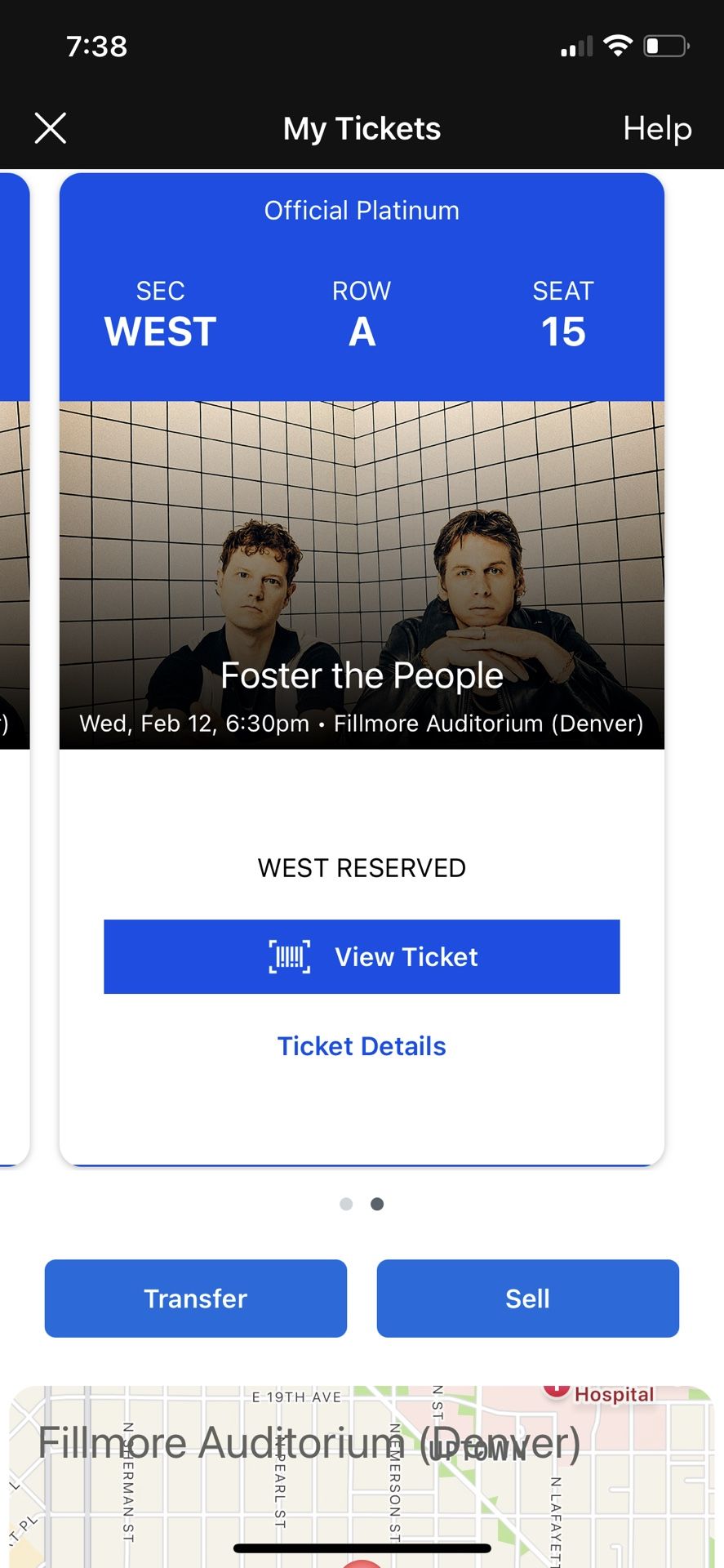 Foster the People @ Fillmore, Denver - February 12 - 2 tix on reserved balcony