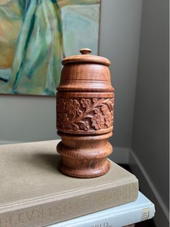 Vintage Handcrafted Sheesham Wood Vessel H8” ( firm on price )