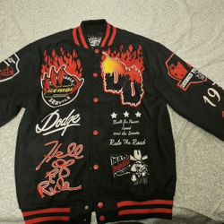 Dodge x Reason Men's Varsity Bomber Jacket Limited Edition Demon Size S NEW