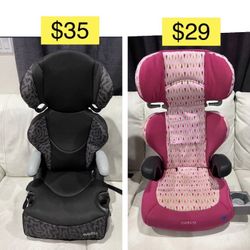 Kids booster car seats $29 & $35 each / Sillas carro niños $29 o $35 cada una