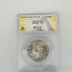 ​1776-1976-S Kennedy Half Dollar Bicentennial PF 63 DCAM ANACS Clad Proof Coin