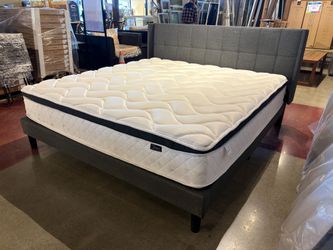 DEEGARI King Mattress, 14 Inch King Size, Gel Memory Foam with Charcoal Gray Bed Fra