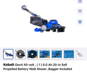 Kobalt Gen4 40-volt, (1) 6.0 Ah 20-in Self Propelled Battery Walk Mower, Bagger Included