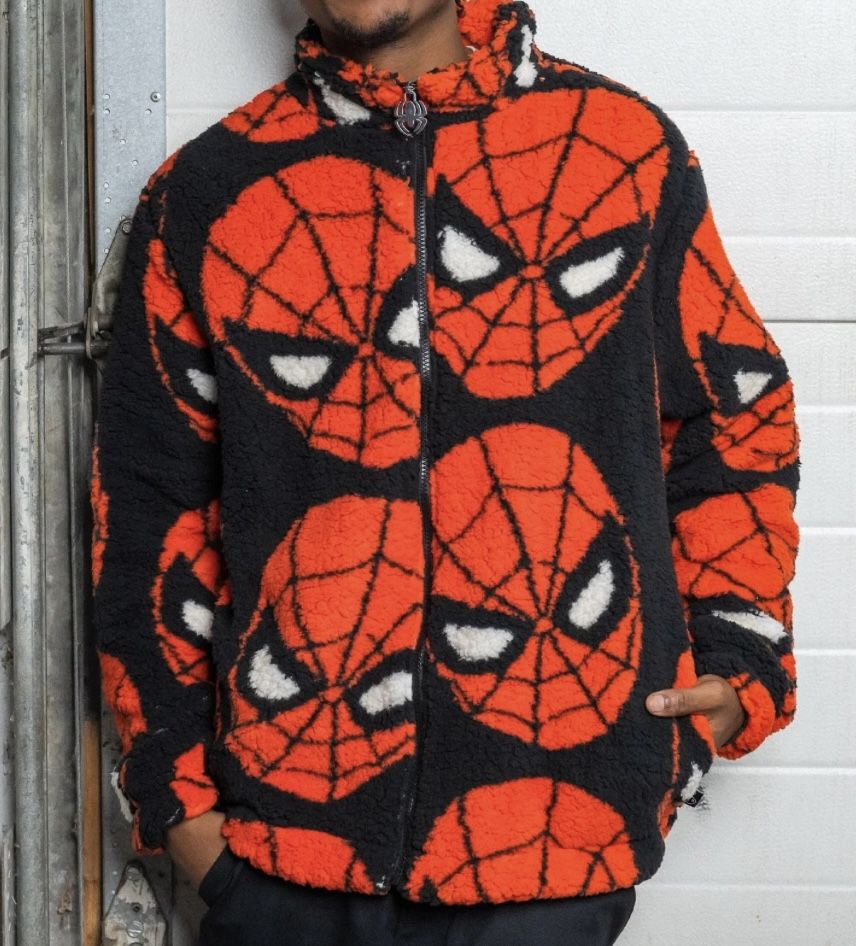Cakeworthy Spider-Man Sherpa Unisex Red And Black Jacket Size 2XL