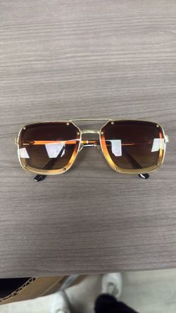 Square Aviator Sunglasses Gold Frame Brown Lens
