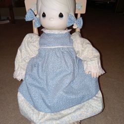 Precious Moments Doll In Rocking Chair