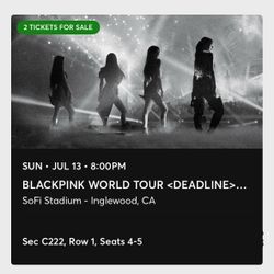 Blackpink World Tour Tickets Sofi LA Sunday July 13 Front Row of Club Level