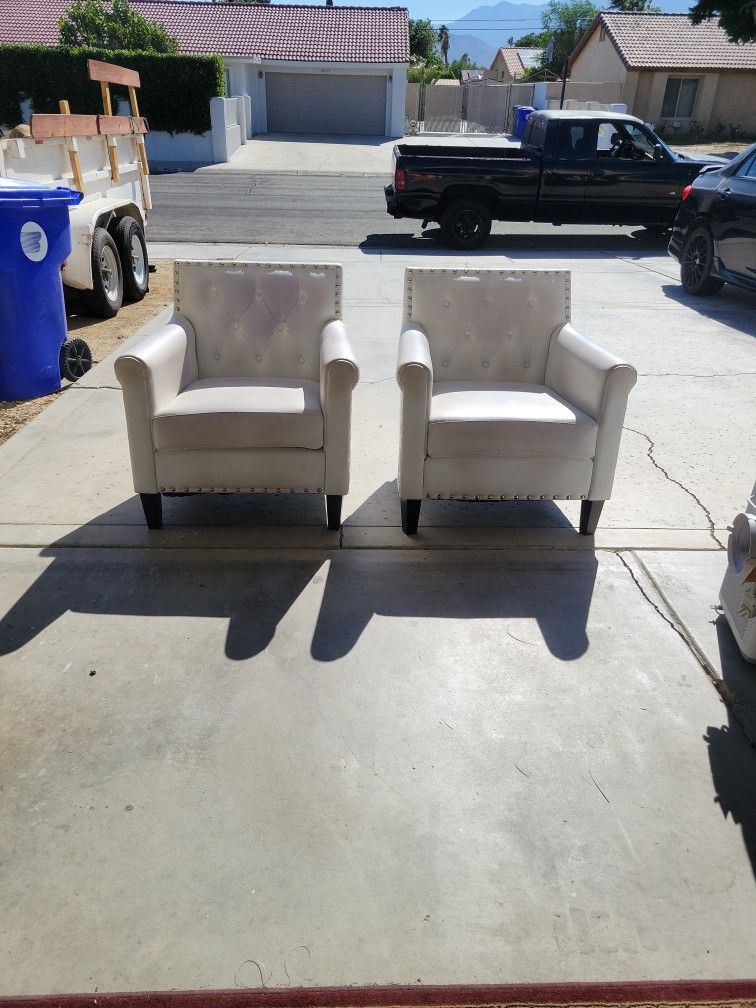 Two Cream White  Chairs 