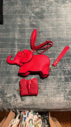 Red Elephant Shaped Crossbody Bag with Coin Purse