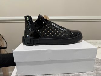 Versace Black Quilted Studded Sneakers