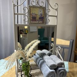 Iron Mirror Bath Shelf Decor