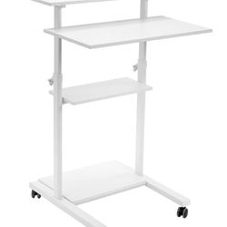 White Vivo Manual Standing Desk