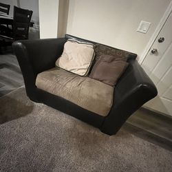 Over sized Leather Chair And Microfiber Cushion